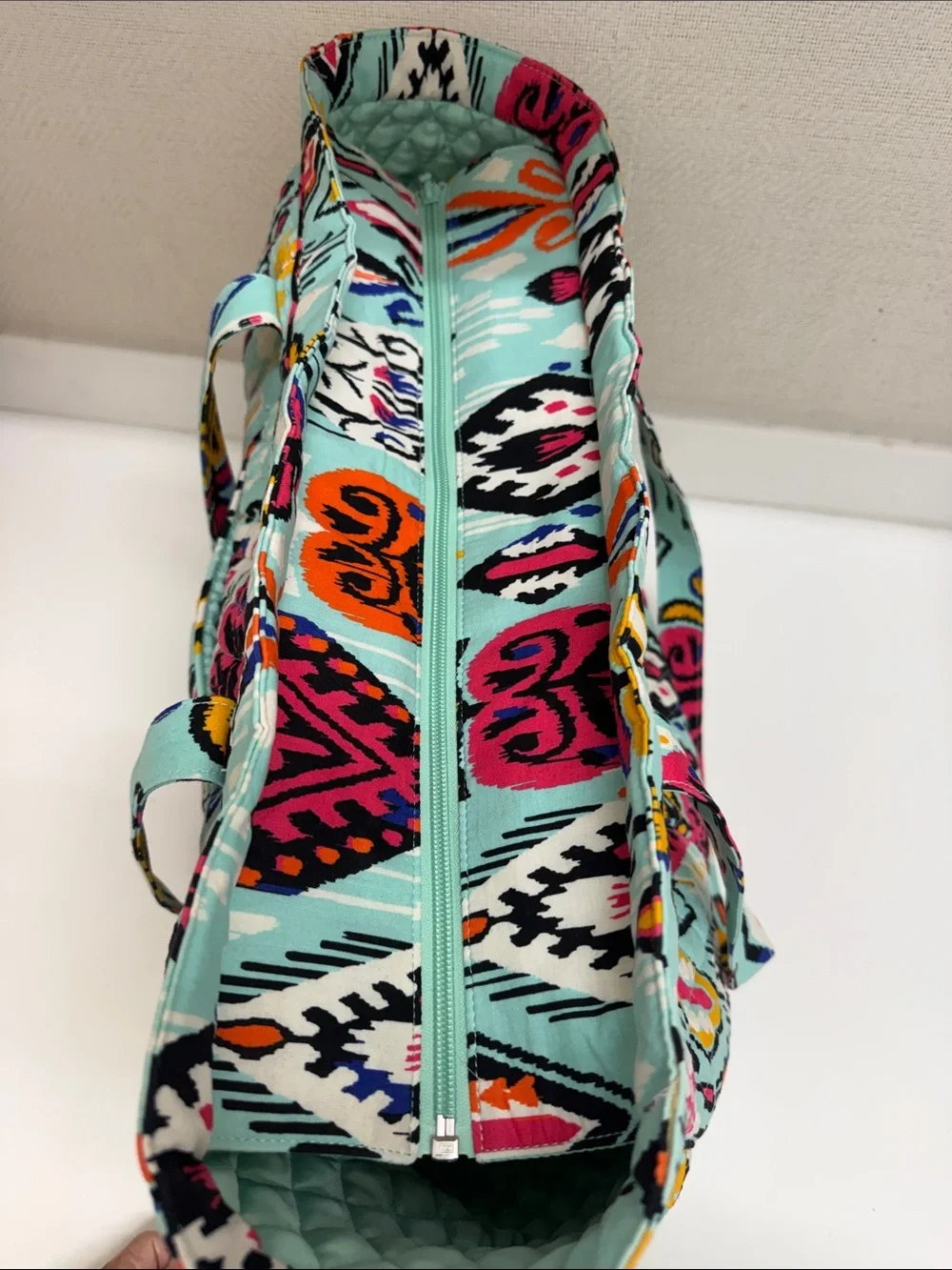 Vera Bradley Pueblo Vera Quilted Turquoise Patterned Tote Bag - Picture 3 of 11
